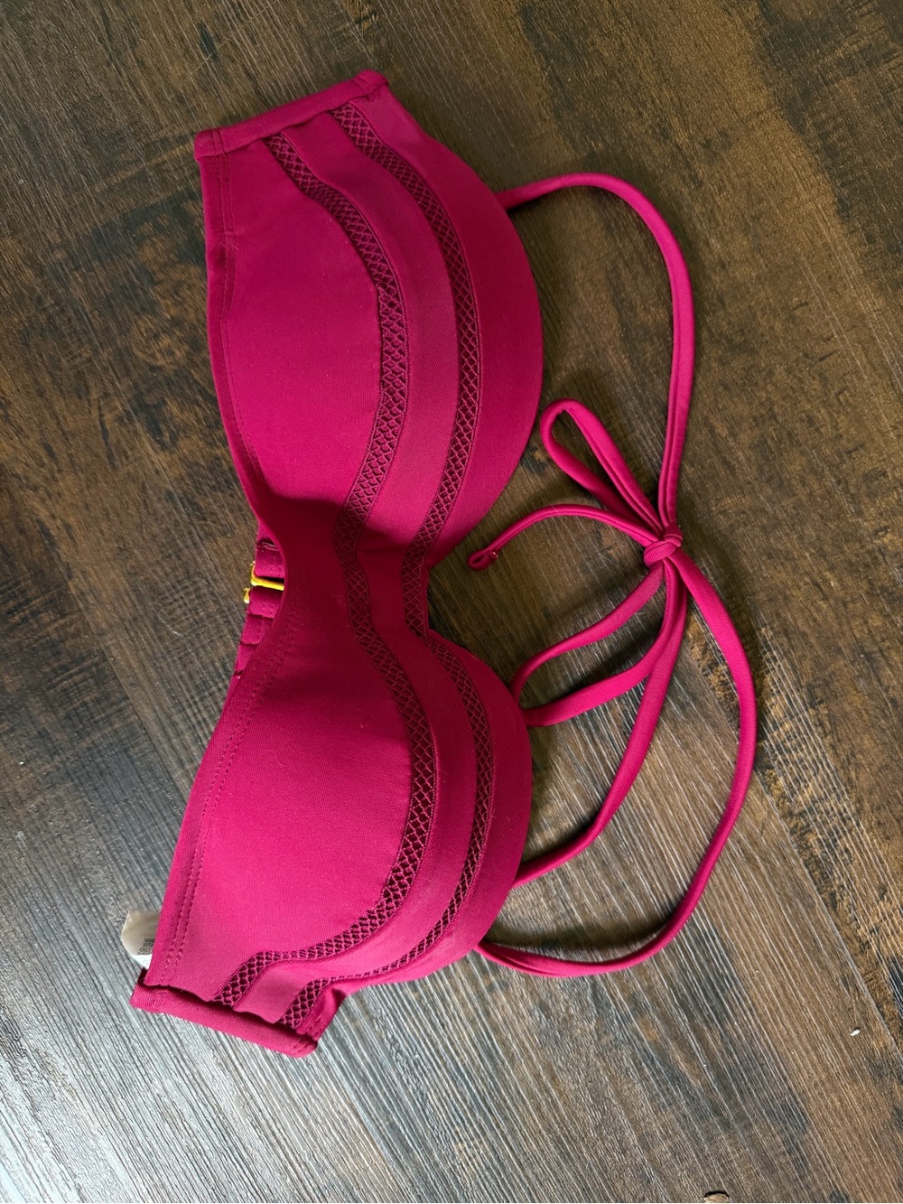 Sultry Pink Bandeau Bikini Top with Tie Back